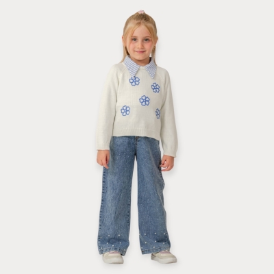 İstasyon Çiçek Nakışklı İncili Trikolu Takım 4-7 Y.