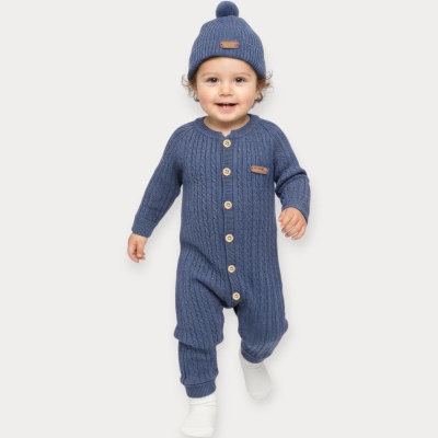 İstasyon Triko Şapka Tulum 3-12 Ay