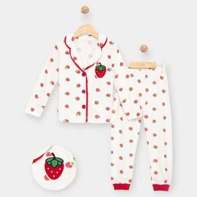 İstasyon Çilekli Süzeneli Yakalı Pijama Takım 4-6 Y.