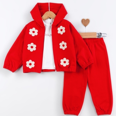 Baby Rose Papatya Nakışlı Kız Eşofman Takım 9-24 Ay