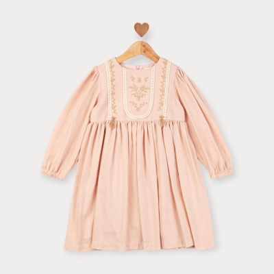 Baby Rose Püskül Nakışlı Elbise 2-5 Y.