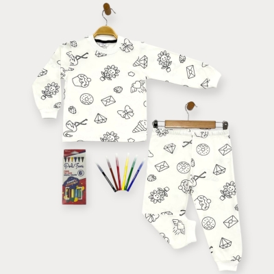 İstasyon Boya Kalemli Kız Pijama Takım 3-6 Y.