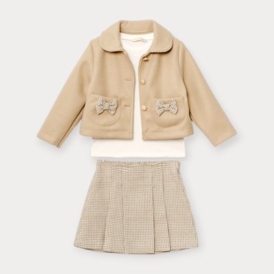 Baby Rose Kaşe Ceketli Üçlü Kız Takım 2-5 Y.