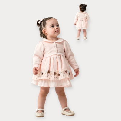 Moon Star Selanik Hırkalı Müslin Elbiseli Kız Takım 9-24 Ay